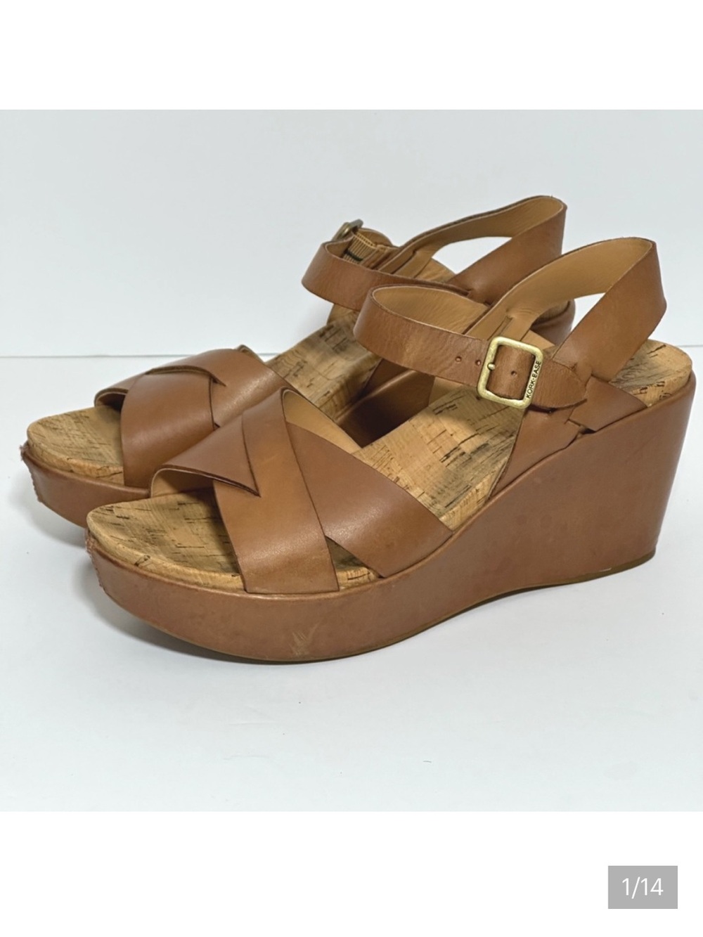 Kork Ease Womens Sandals 11M Ava Tan Leather Wedge Platform Boho Hippie Festival